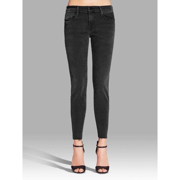 Frame Denim Fade to Grey Le Garcon Crop Skinny Raw Hem Jeans Size 27 - Picture 1 of 14